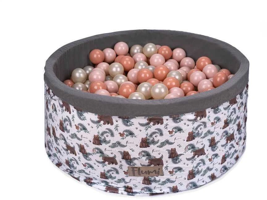 FLUMI personalizuotas kamuoliukų baseinas + 200 kamuoliukų, Bear Baltas