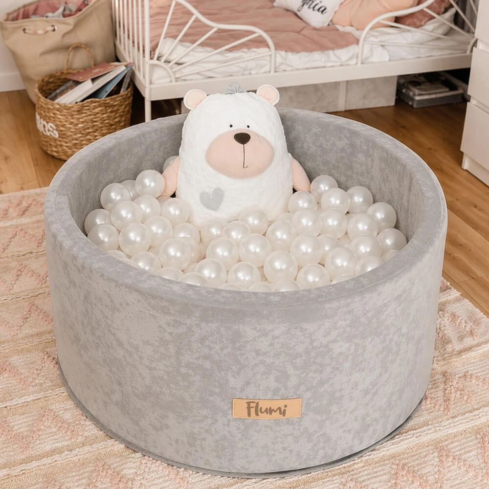 FLUMI personalizuotas kamuoliukų baseinas + 200 kamuoliukų, Light Pilkas