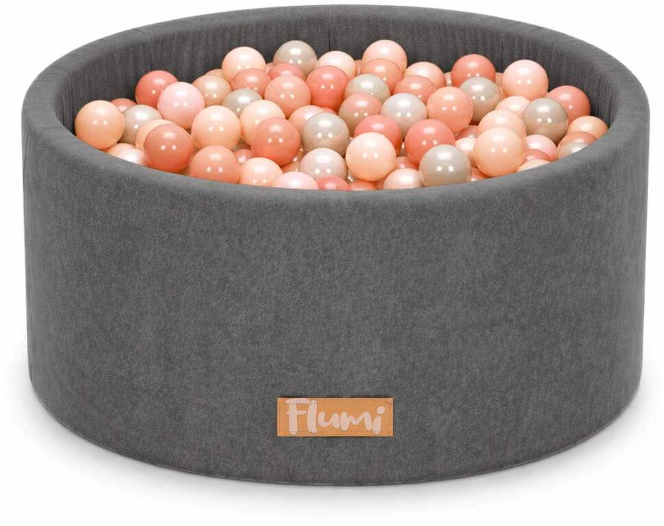FLUMI personalizuotas kamuoliukų baseinas + 200 kamuoliukų, Dark Pilkas