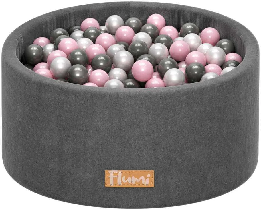 FLUMI personalizuotas kamuoliukų baseinas + 200 kamuoliukų, Dark Pilkas