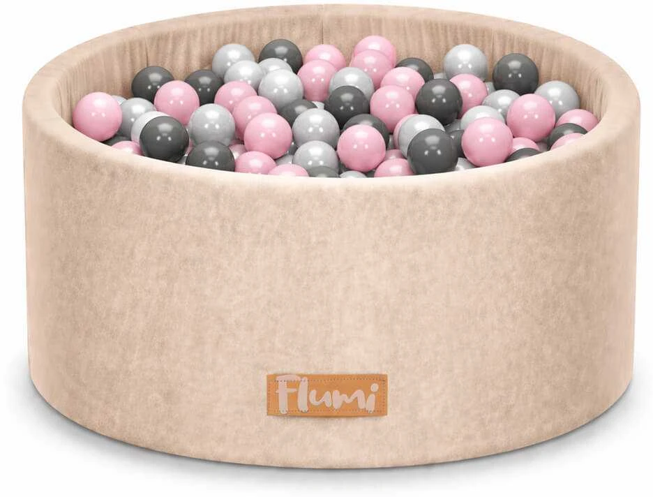 FLUMI personalizuotas kamuoliukų baseinas + 200 kamuoliukų, rusvai gelsvas