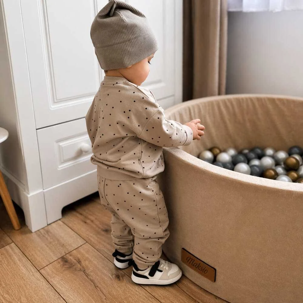 FLUMI personalizuotas kamuoliukų baseinas + 200 kamuoliukų, rusvai gelsvas