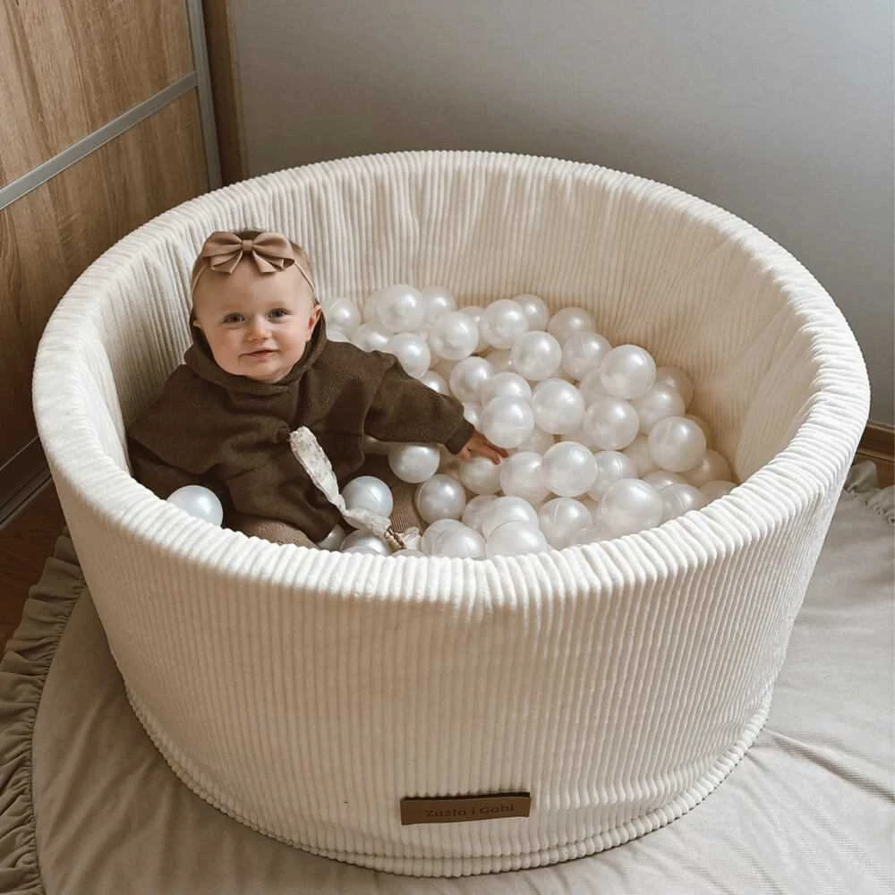 FLUMI personalizuotas kamuoliukų baseinas + 200 kamuoliukų VELOUR, Kreminis
