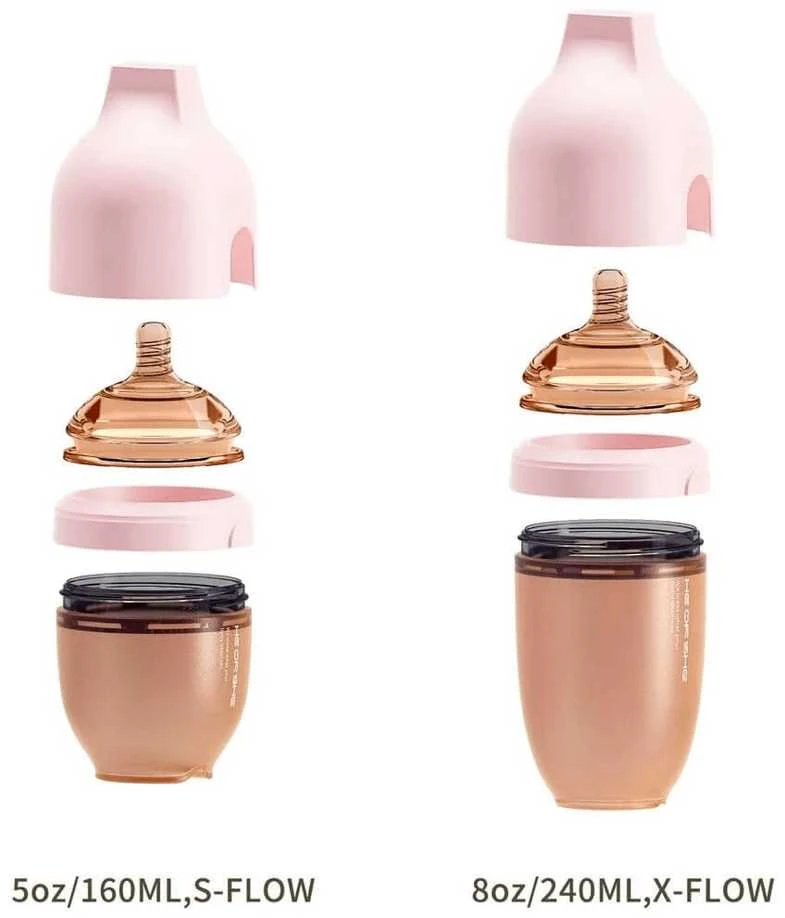 HEORSHE 160 ml silikoninis buteliukas kūdikiui Ultra Wide Neck, juodas