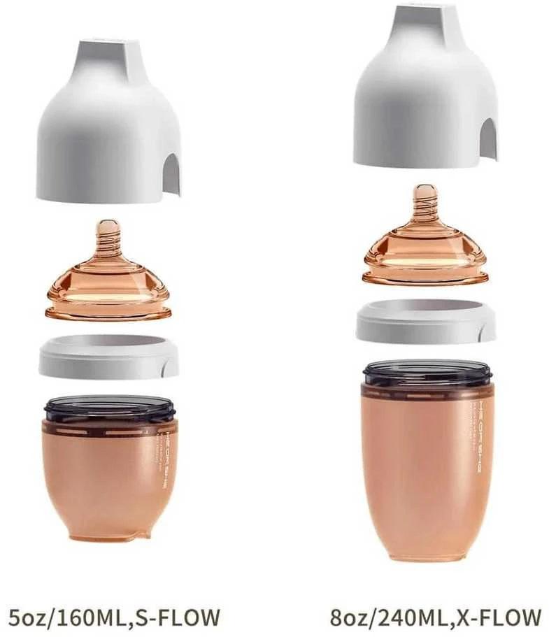 HEORSHE 160 ml silikoninis buteliukas kūdikiui Ultra Wide Neck, pilkas