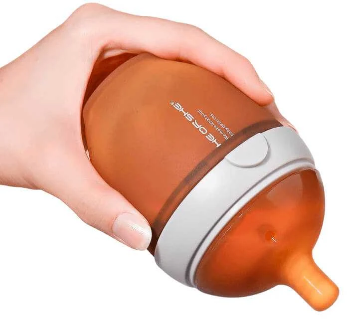 HEORSHE 160 ml silikoninis buteliukas kūdikiui Ultra Wide Neck, pilkas