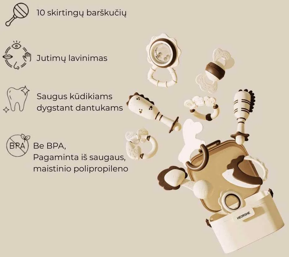 HEORSHE barškučių rinkinys, 10 vnt.