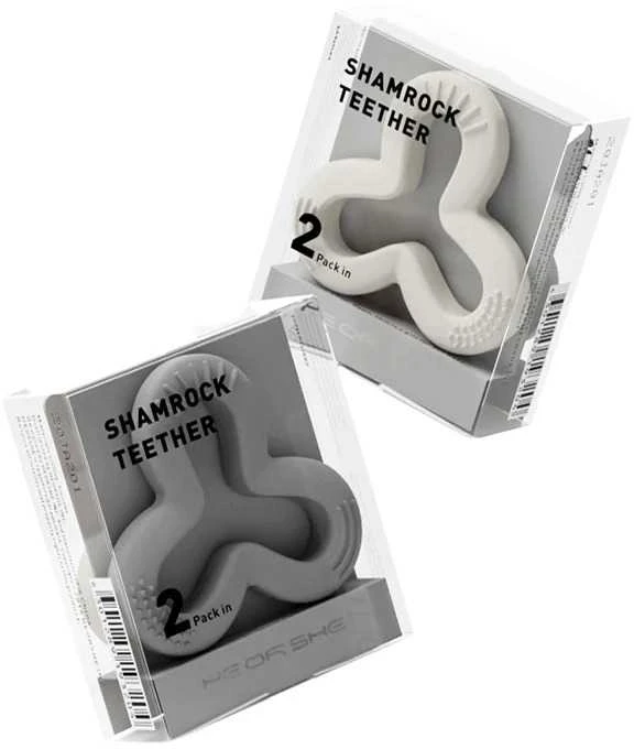 HEORSHE silikoniniai kramtukai SHAMROCK, 2 vnt., baltas/rožinis