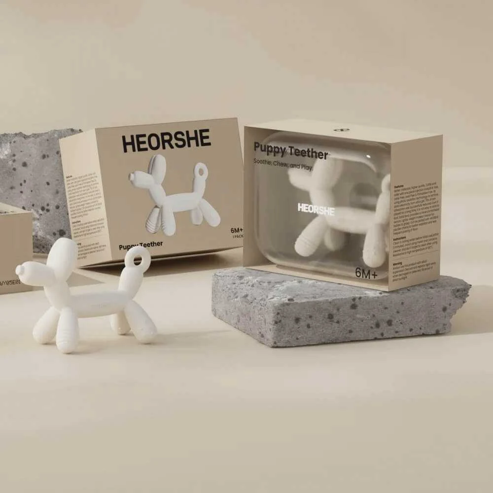 HEORSHE silikoninis kramtukas PUPPY, baltas