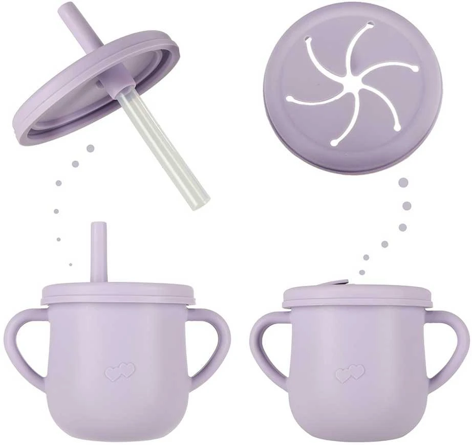 Ikonka Vaikiški silikoniniai indai krabas, 9 vnt., violetinės spalvos