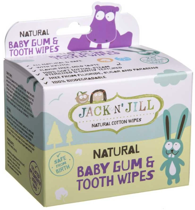 JACK N' JILL natūralios dantukų ir dantenų servetėlės su ksilitoliu, 25 vnt.