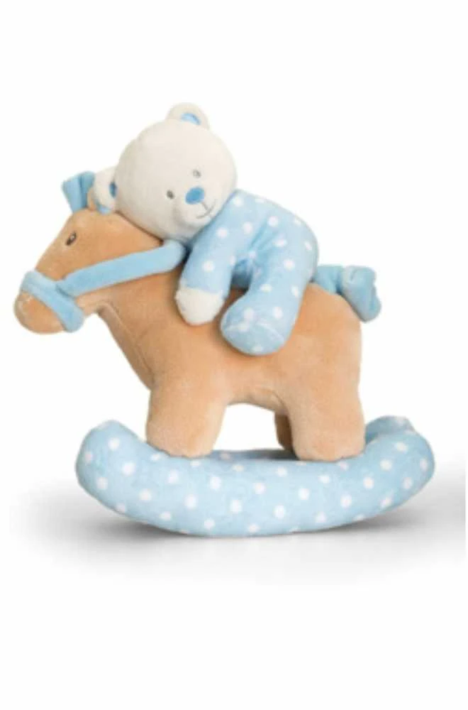 KEEL TOYS meškiukas ant muzikinio arkliuko