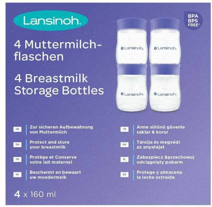 LANSINOH plastikiniai buteliukai pienui laikyti, 4 vnt.