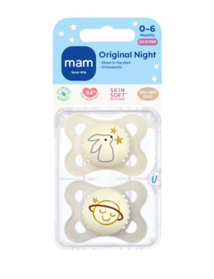 MAM 0-6 mėn. čiulptukai ORIGINAL NIGHT neutral, 2 vnt.