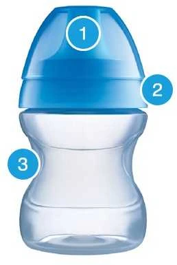 MAM 190 ml LEARN TO DRINK gertuvė su rankenėlėmis + čiulptukas Rožinis