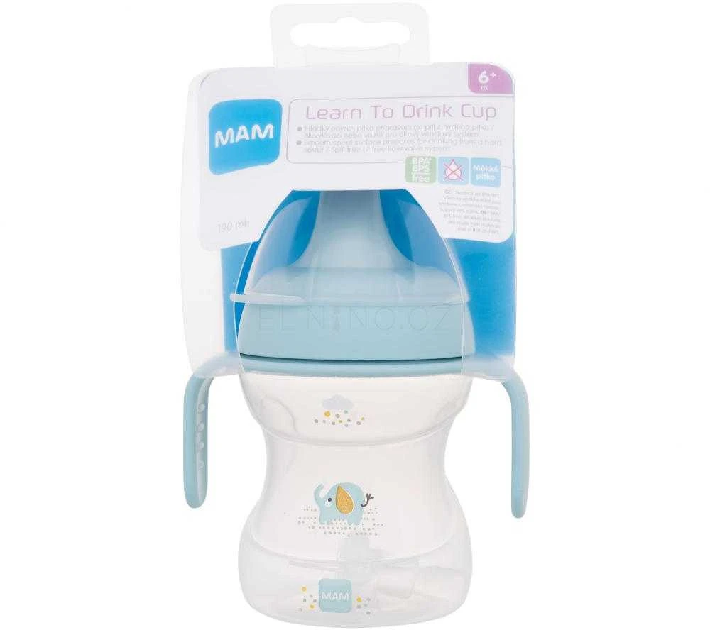 MAM 190 ml LEARN TO DRINK gertuvė su rankenėlėmis, mėtinė