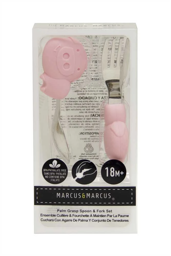 MARCUS&MARCUS Palm Grasp rinkinys mažam delniukui šakutė ir šaukštas POKEY