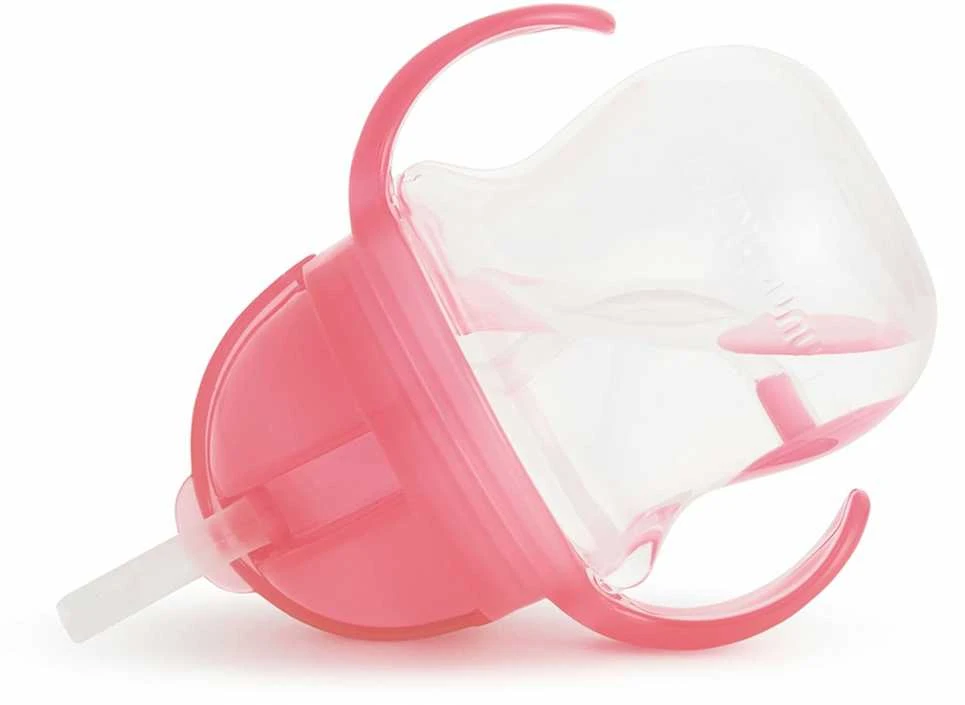 MUNCHKIN 207 ml gertuvė su šiaudeliu TIP&SIP STRAW, rožinė, 6+ mėn.