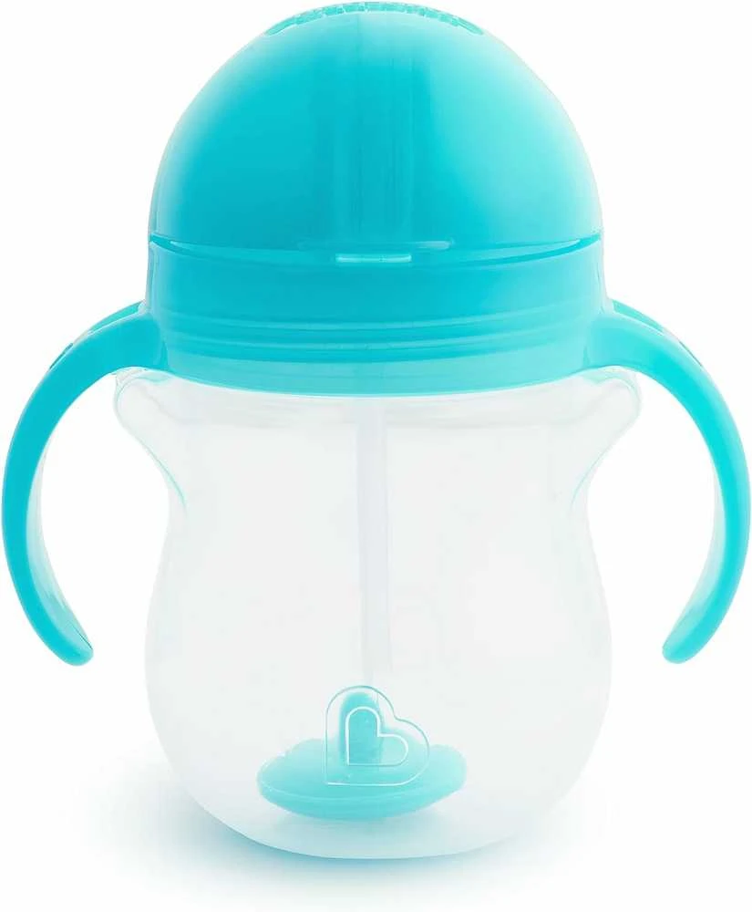MUNCHKIN 207 ml gertuvė su šiaudeliu TIP&SIP STRAW, mėlyna, 6+ mėn.