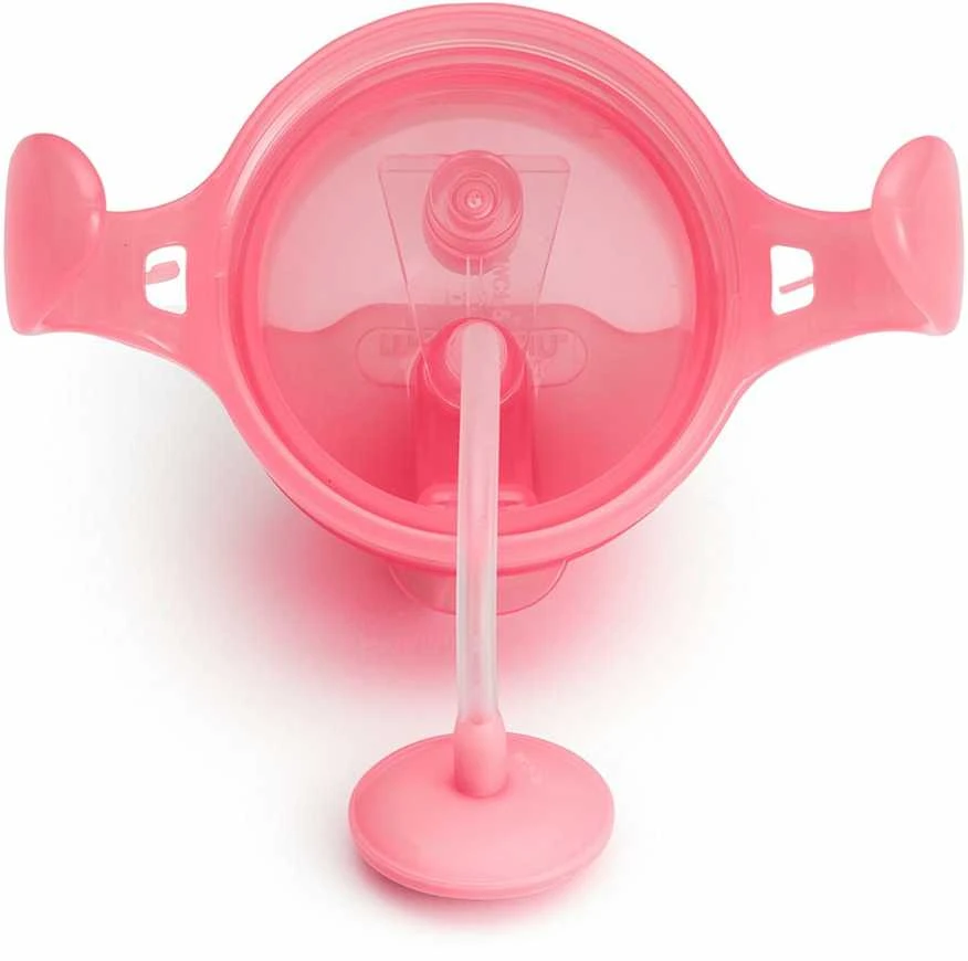 MUNCHKIN 207 ml gertuvė su šiaudeliu TIP&SIP STRAW, rožinė, 6+ mėn.