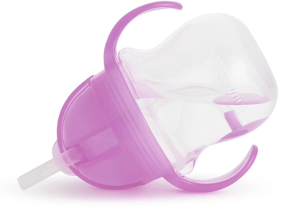MUNCHKIN 207 ml gertuvė su šiaudeliu TIP&SIP STRAW, violetine, 6+ mėn.