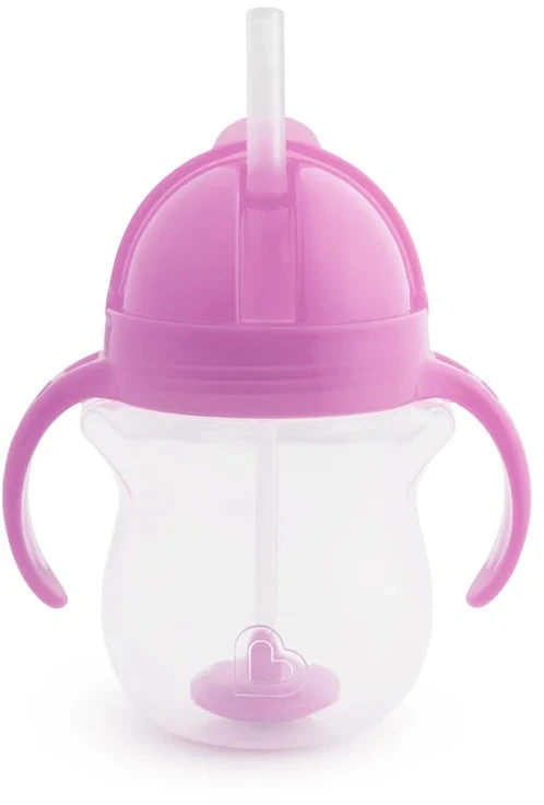 MUNCHKIN 207 ml gertuvė su šiaudeliu TIP&SIP STRAW, violetine, 6+ mėn.