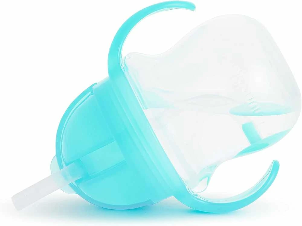 MUNCHKIN 207 ml gertuvė su šiaudeliu TIP&SIP STRAW, mėlyna, 6+ mėn.