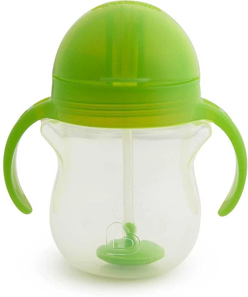 MUNCHKIN 207 ml gertuvė su šiaudeliu TIP&SIP STRAW, violetine, 6+ mėn.