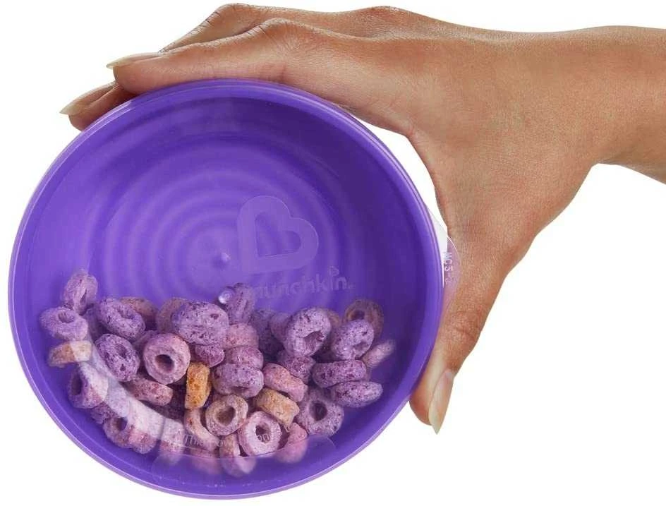 MUNCHKIN dubenėlių su dangteliais rinkinys ir du šaukšteliai LOVE A BOWL