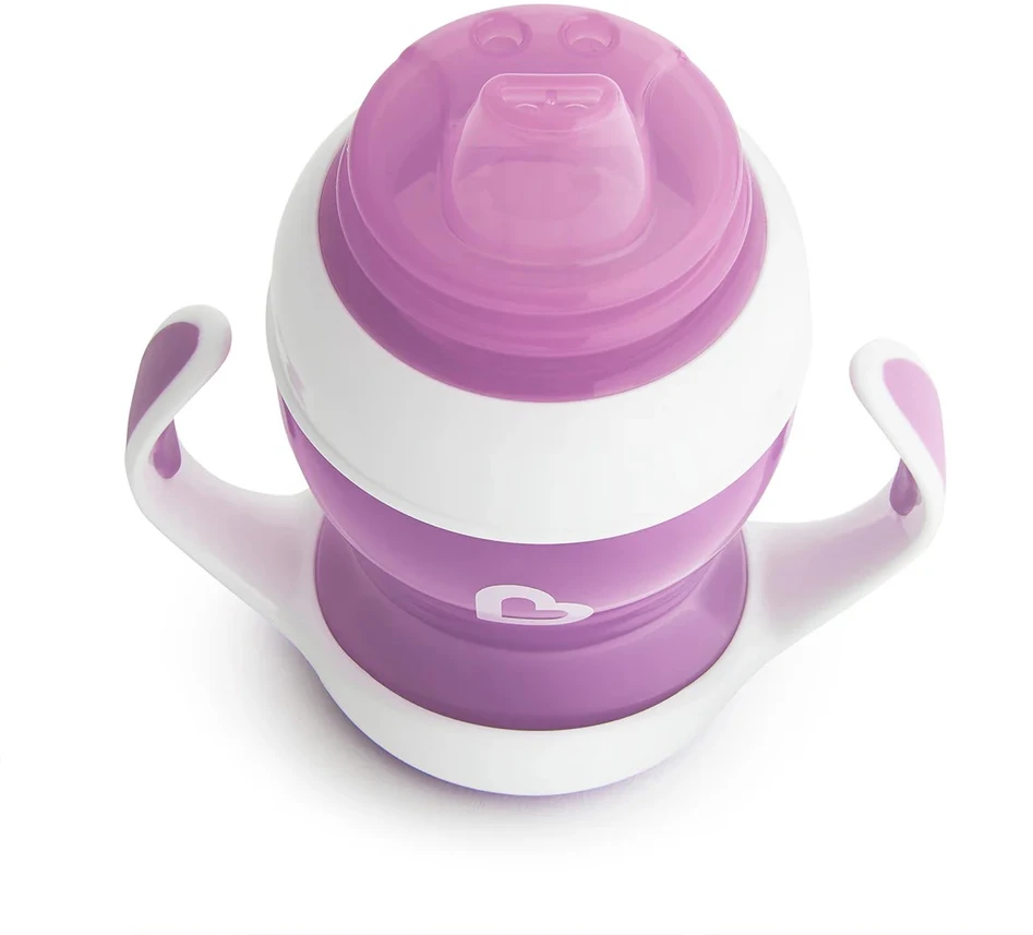 MUNCHKIN mokomoji gertuvė su rankenomis ir minkštu snapeliu, Gentle Transition, violetinės spalvos, 4mėn+, 118 ml, 012550WWW