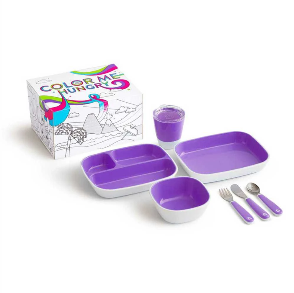 MUNCHKIN indų rinkinys COLOUR ME HUNGRY DINNIN SET, violetinis