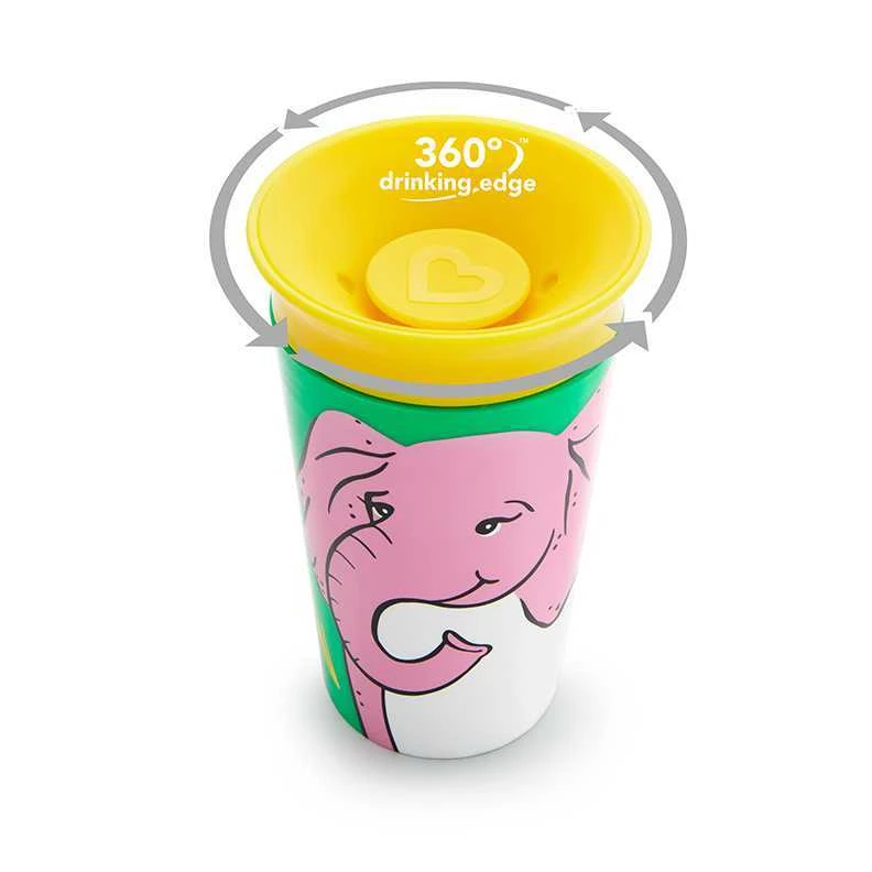 MUNCHKIN mokomasis puodelis, dramblys, Miracle 360 Wildlove, 6mėn+, 266 ml, 05193202