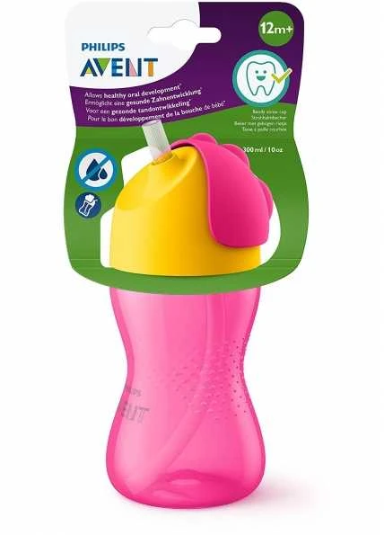 Philips AVENT 12+ mėn. puodelis su šiaudeliu 300 ml, rožinis