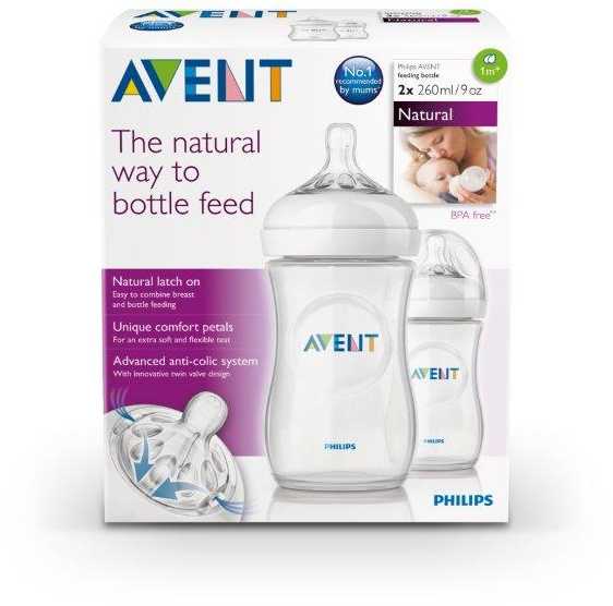 Philips 2 x Avent Natural maitinimo buteliukas 260 ml