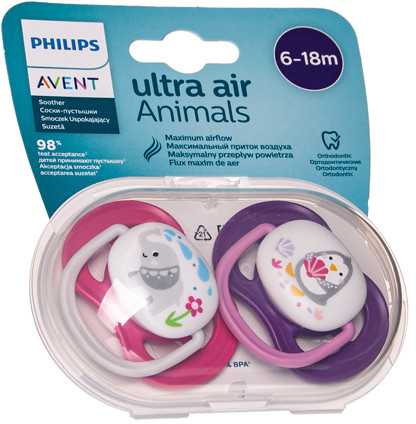 Philips AVENT 6-18 mėn. silikoninis čiulptukas ULTRA AIR M, 2 vnt., SCF080/08
