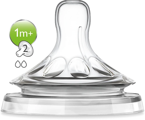 Philips AVENT Natural 1+ mėn. Nr. 2 lėtos tėkmės žindukai, 2 vnt.