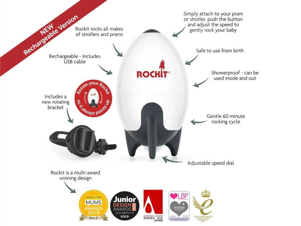 ROCKIT vežimėlio sūpuoklis, įkraunamas