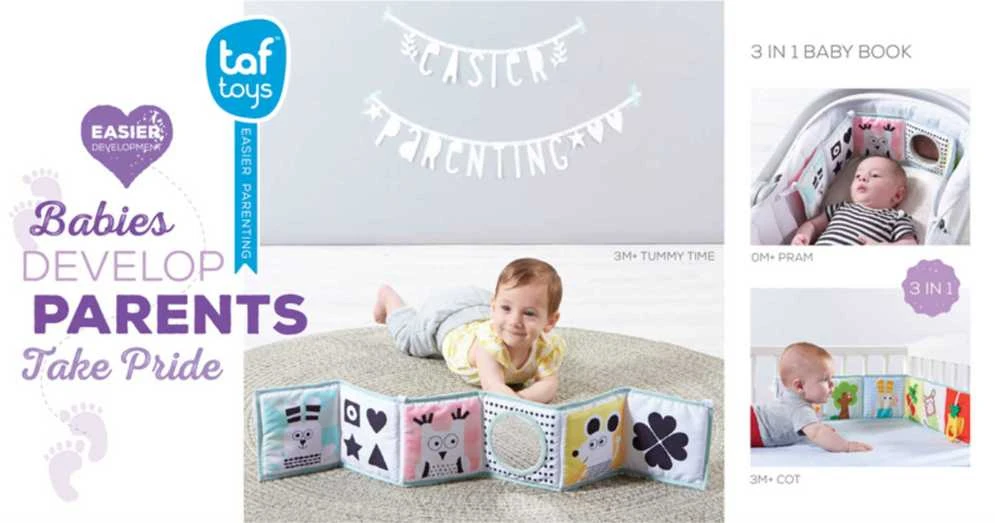 TAF TOYS minkšta dvipusė knygelė 3IN1