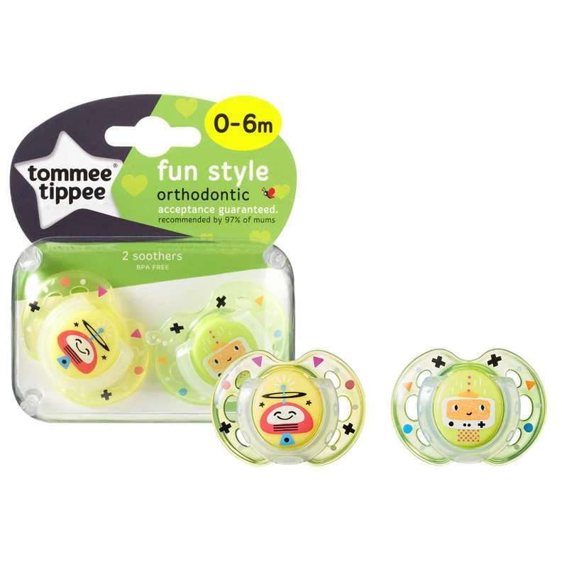 TOMMEE TIPPEE 0-6 mėn. Closer to Nature FUN STYLE čiulptukai, 2 vnt.