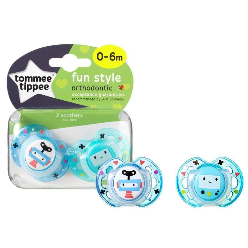 TOMMEE TIPPEE 0-6 mėn. Closer to Nature FUN STYLE čiulptukai, 2 vnt.