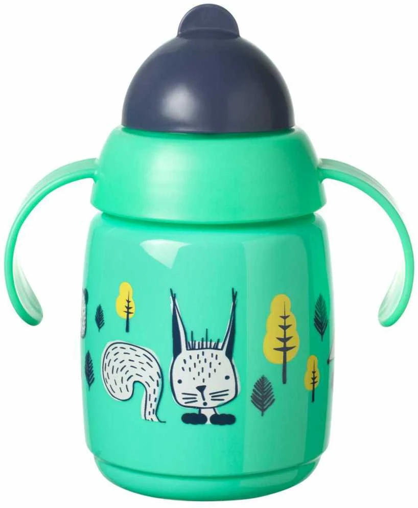 TOMMEE TIPPEE 300 ml 7+ mėn. mokomasis puodelis su šiaudeliu, žalias
