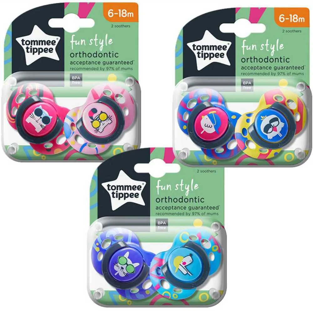 TOMMEE TIPPEE 6-18 mėn. Closer to Nature FUN STYLE čiulptukai, 2 vnt.