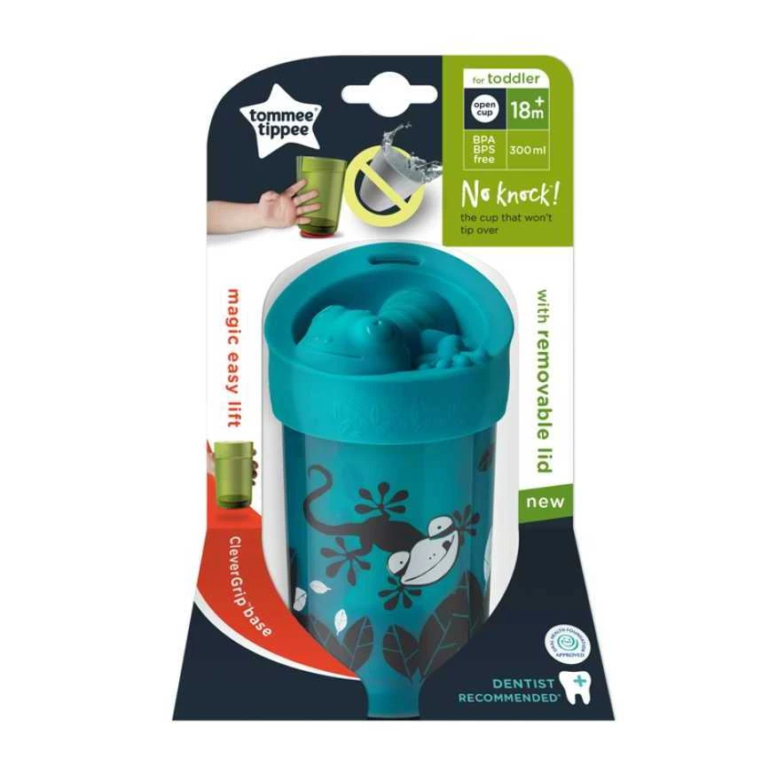 TOMMEE TIPPEE prilimpantis puodelis nuo 18 mėn. NO KNOCK, violetinis, 300 ml