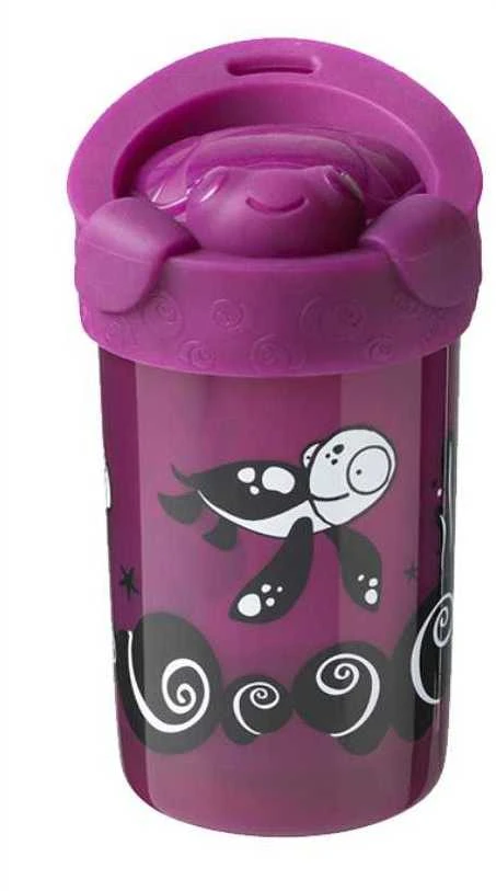 TOMMEE TIPPEE prilimpantis puodelis nuo 18 mėn. NO KNOCK, violetinis, 300 ml