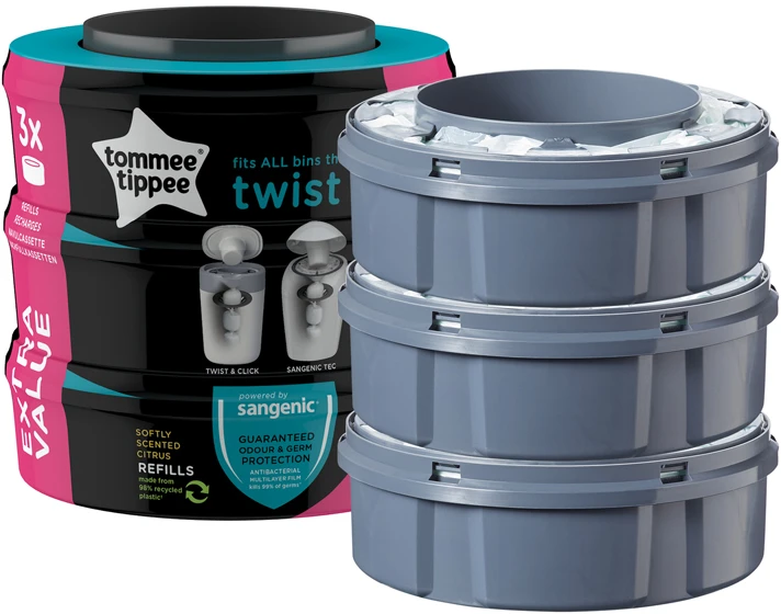 TOMMEE TIPPEE kasetės sauskelnių konteineriui Sangenic Twist Refil, 3vnt., 85100702