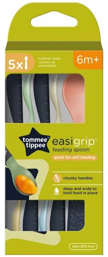TOMMEE TIPPEE pirmasis maitinimosi šaukštas, mixcolor, 4 mėn+, 5 vnt., 44718920