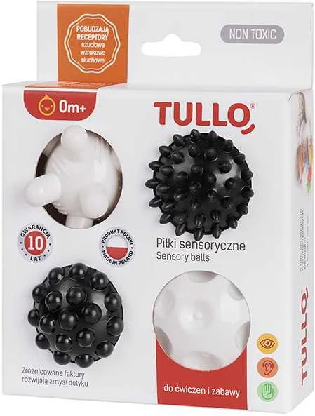 TULLO kamuoliukai sensoriniam vystymui, juoda/balta, 4 vnt.