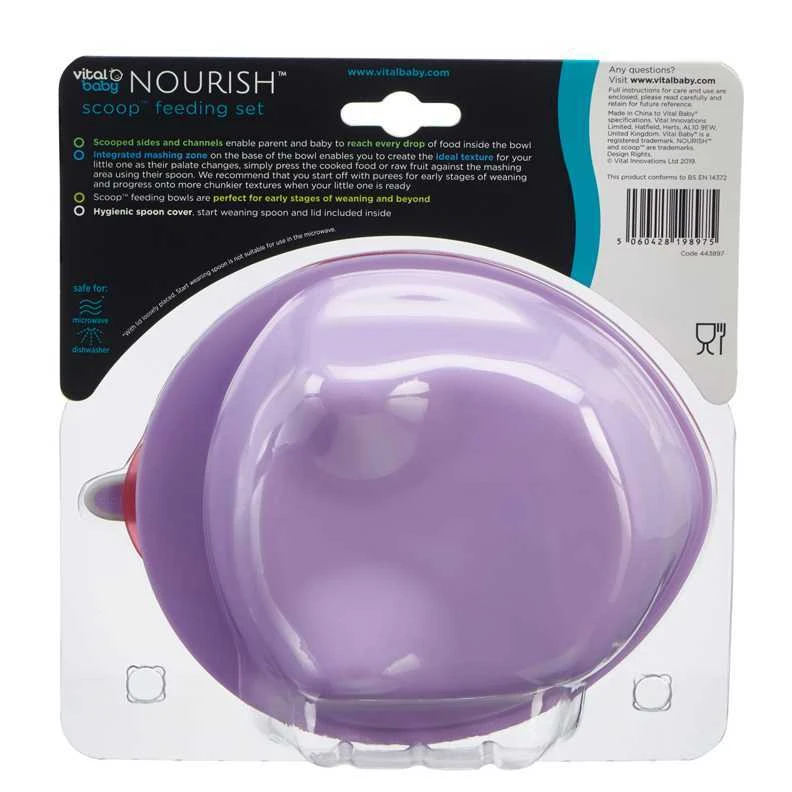 VITAL BABY NOURISH maitinimo rinkinys su dangčiu ir šaukšteliu FIZZ, rožinis