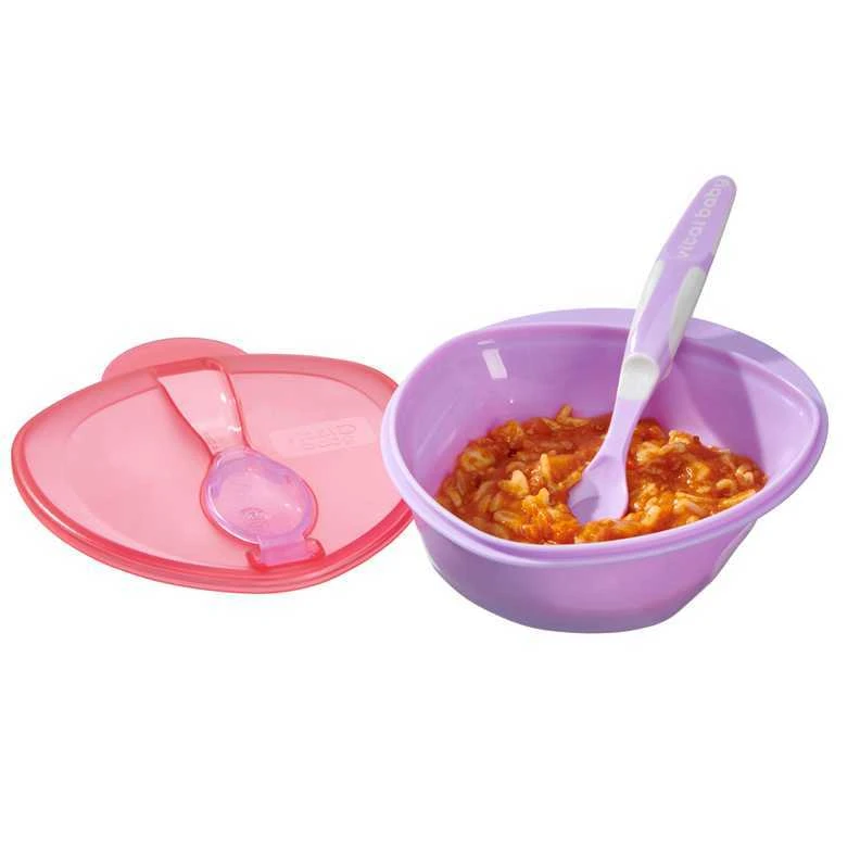 VITAL BABY NOURISH maitinimo rinkinys su dangčiu ir šaukšteliu FIZZ, rožinis