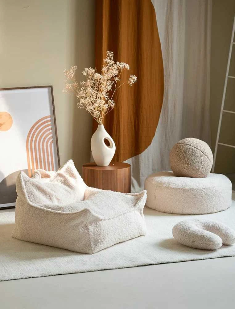 WIGIWAMA apvalus pufas CREAM Baltas